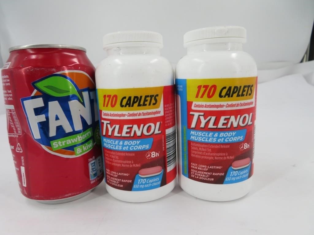 2 bouteilles de comprimés Tylenol