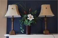 3pc Lamps & Faux Flowers