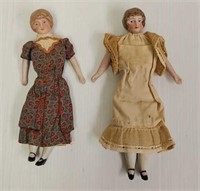 Antique 6 1/2" & 7" German Bisque Cabinet Dolls