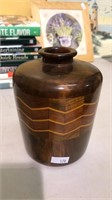 Exotic wood inley vase, 5 1/2 inches tall 4
