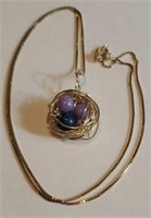 Sterling chain bird nest necklace - gold color