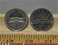 1973, 1982 Canada $1 coins
