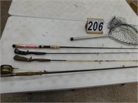 4 Fishing Rods 1 Has a Fly Reel ~ Fishing Net