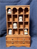 VTG Enesco Miniature Wooden Thimble Cabinet 8"