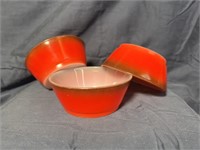 Lot of 3 Fire King Red Ombre Small Glass Bowls 5"