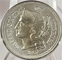 1867 U.S. Three Cent Nickel VF/XF