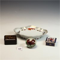 Vintage Japanese bowl 2 trinket boxes