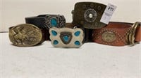 5 leather belts w/buckles
