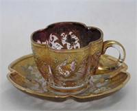 Moser amethyst to clear demitasse cup & saucer