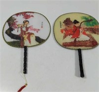 Vintage Oriental Hand Painted Silk Hand Fans