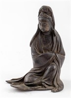 Chinese Bronze Small Guanyin Sculpture