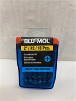 (24x bid)Blu-Mol 18pk 2" #2 Screwdriver Bits