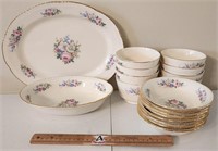 Homer Laughlin Floral Dishes: Bowls, Serving Plate