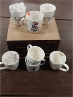 Crate of 7 misc coffee mugs