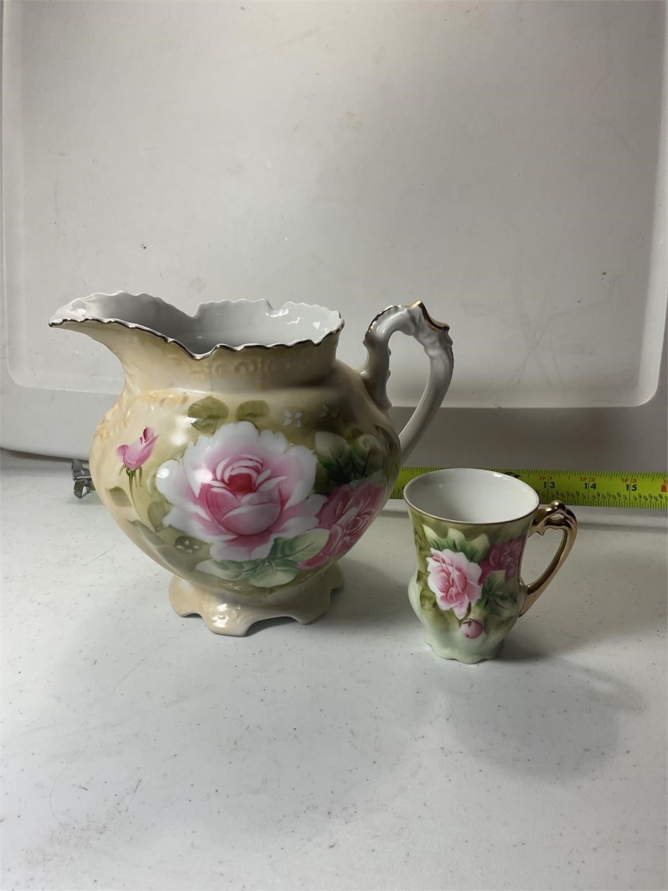 Antique Nippon Hand Painted Pitcher and Creamer