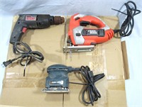 3 POWER TOOLS B&D SAWZALL & SANDER SKIL DRILL