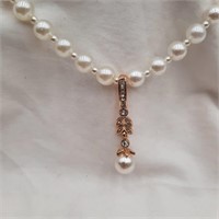 Vintage 18" Faux Pearls with a Dainty Pendant