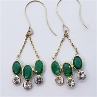 $2200 14K  Emerald(3.45ct) Topaz Earrings