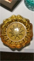 LE Smith Amber Star Glass Ashtray Trinket Dish 8