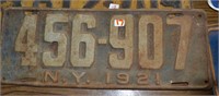 License Plate - 1921 NY