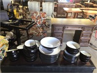 50 Piece Black & White Dish Set