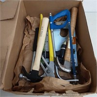 Assorted hammers, pliers, nozzle attachments and