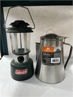 Coleman fluorescent lantern and 8 cup stainless