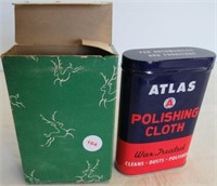 NOS Atlas Polishing Cloth Tin in Original Box.