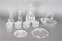 Vtg Crystal Decanter, Glass Serving Assortment