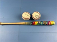 SIGNED BASEBALLS & BAT UNKNOWN