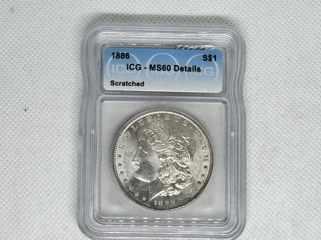 1886 MS60 Morgan Silver Dollar