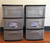 Two 3 Drawer Plastic Storage Carts