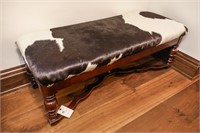 Cow Hide Upholstered Bench, 53"Lx21"Wx18"T