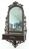 Black Forest 19th C. Hanging Dressing Mirror w/ Dr
