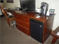 Room 210, dresser/desk unit, 89" Lx 23" D w/chair