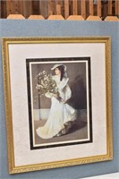 Large Beautifully Matted Lady w/Flowers Print