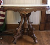 Walnut marble top parlor table