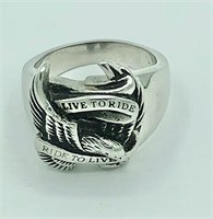 Large Open Road Men’s Live To Ride Ring silver