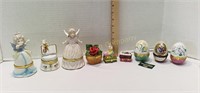 (9) Hinged Porcelain Box  - Various Sizes & Shapes