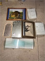 Picture frames, glass top for end tables,