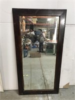 Antique stained oak framed mirror