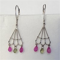 $1600 14K  Ruby&Sapphire(3ct) Earings