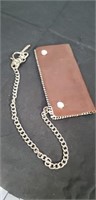 Leather wallet with side chain