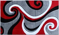 Hand Carved Area Rug Red White Grey Black 2 X3 Ft