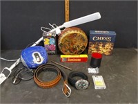 DRUM, RADIO,  BELTS, AND MORE