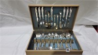 Cased silver plate flatware set