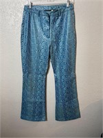 Vintage Faux Leather Blue Snake Skin Flare Pants