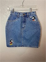 Vintage Mickey Mouse Denim Embroidered Skirt New