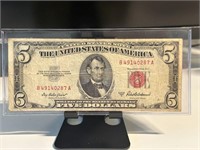 1953 Series A Red Seal Five Dollar Bill