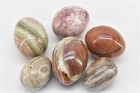 (6) Colorful Polished Stone Eggs